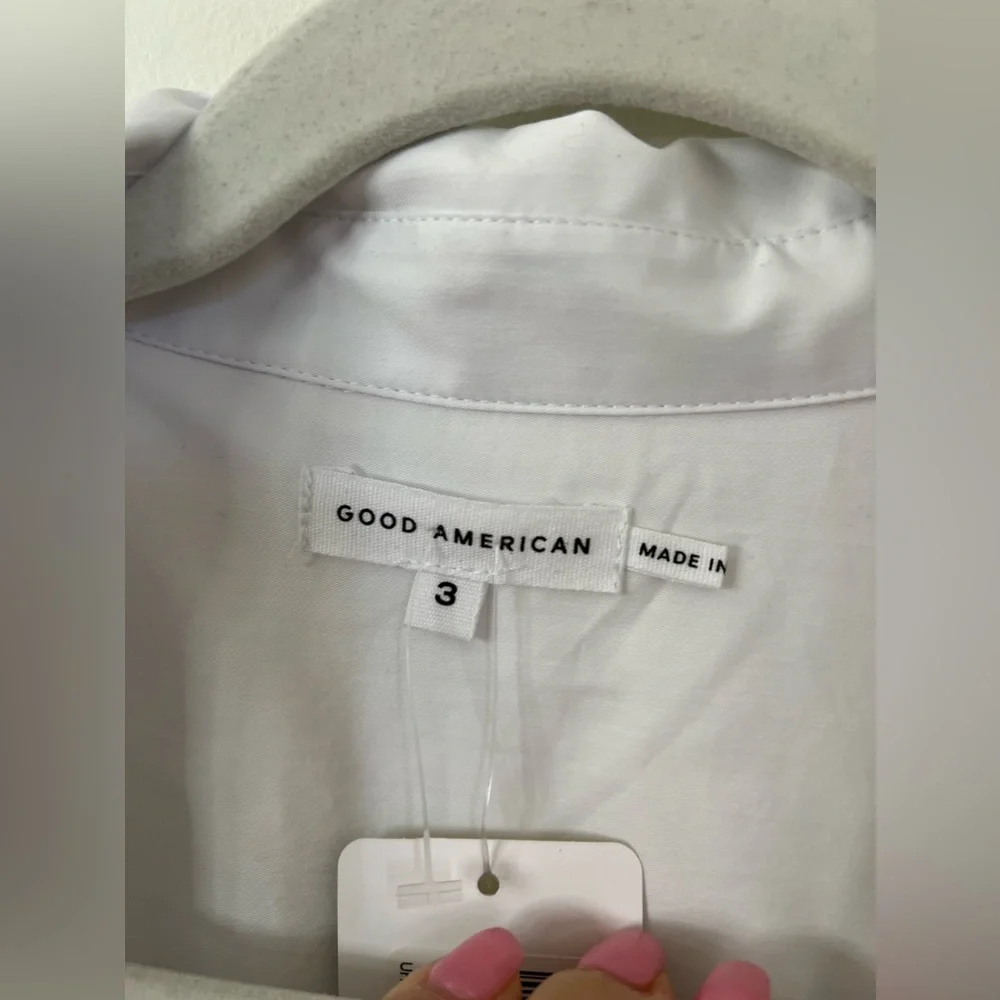 Good American White Button Down Unisex Shirt NWT large - Picture 5 of 8